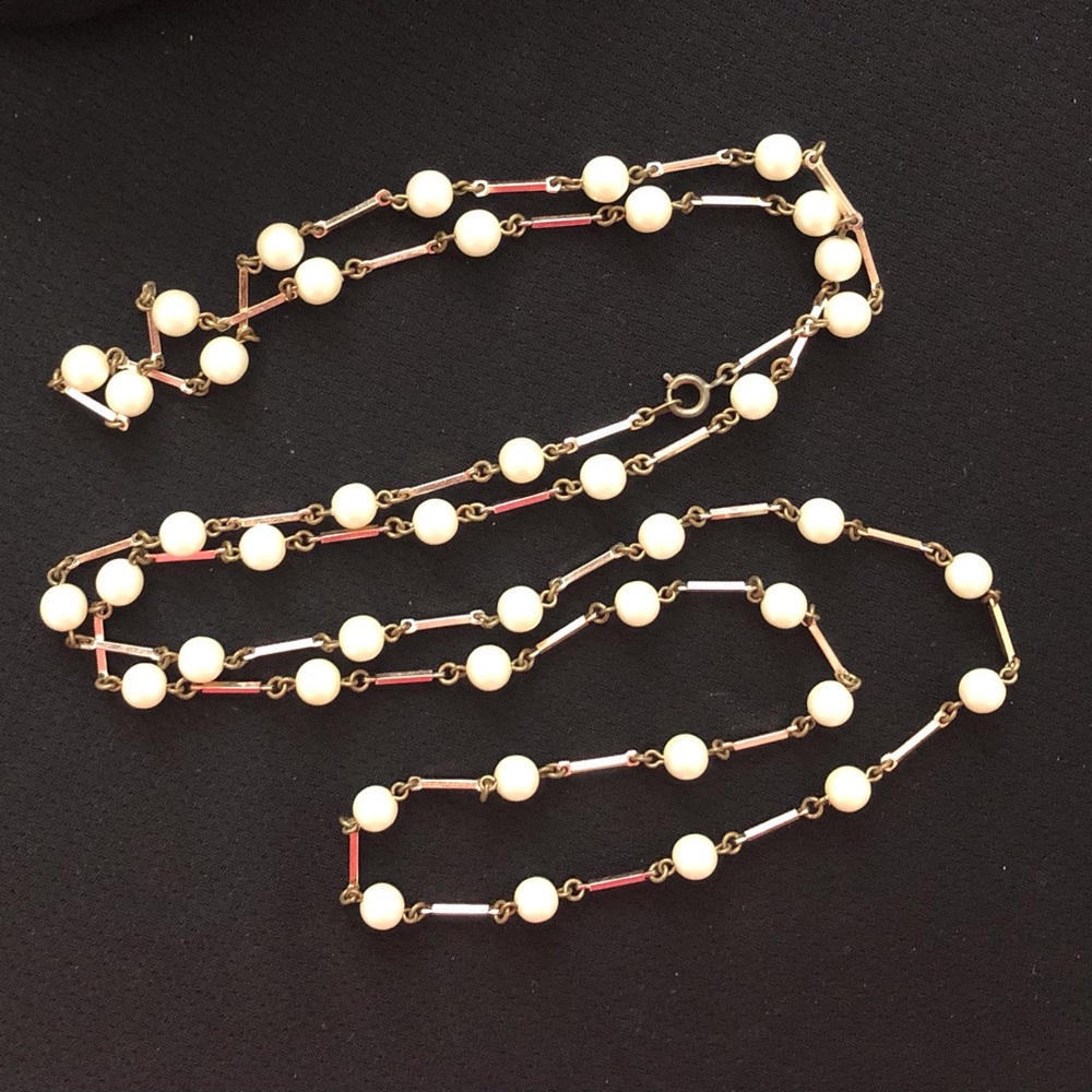 Vintage Faux Pearl Necklace Approximately 44 inch Long